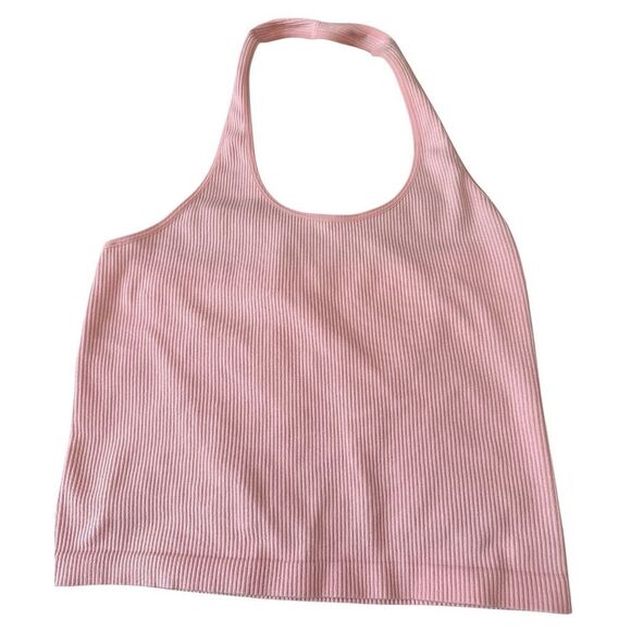 BP Women's Peach Ribbed Halter Tank Top Size M/L Casual Spring - Picture 1 of 6